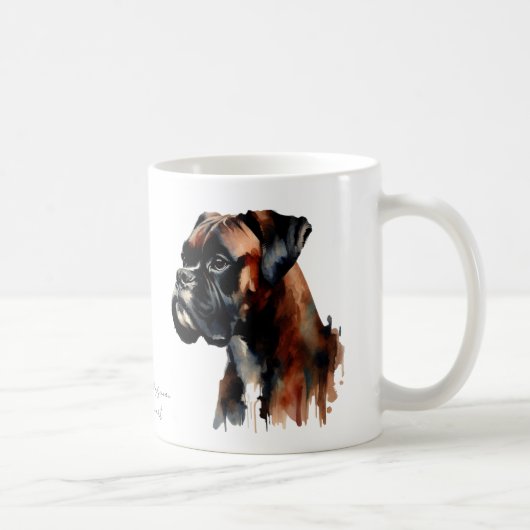 かわいいボクサーをパーソナライズ コーヒーマグカップ (右)