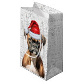 かわいいボクサークリスマスドッグホリデーウーフワードアート スモールペーパーバッグ (正面アングル)
