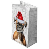 かわいいボクサークリスマスドッグホリデーウーフワードアート スモールペーパーバッグ (裏面アングル)