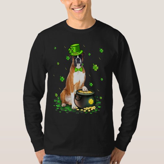 かわいいボクサードッグ好きSt patricks dayシャムロック Tシャツ (正面)
