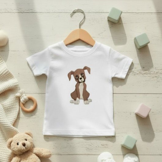 かわいいボクサーパピー 赤ちゃんや幼児向け ベビーTシャツ