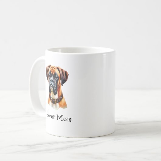かわいいボクサー付きボックスママ顔 コーヒーマグカップ (正面左)