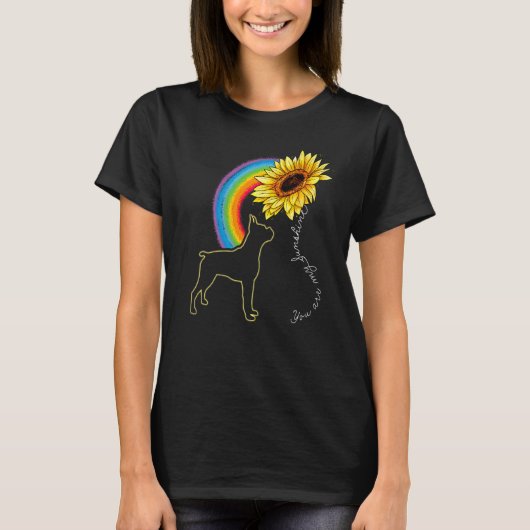 かわいいボクサー犬が私のサンシャインサンフラワー虹 Tシャツ (正面)