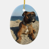 かわいいボクサー犬のオーナメント セラミックオーナメント (正面)
