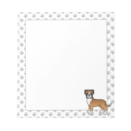 かわいいボクサー犬のキャラクター ノートパッド (正面)