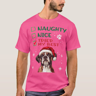 かわいいボクサー犬のクリスマスいけなニースが試した Tシャツ