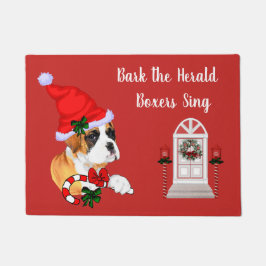 かわいいボクサー犬のクリスマス ドアマット