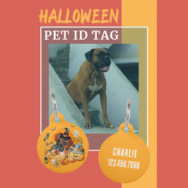 かわいいボクサー犬のハロウィン ペット　ネームタグ