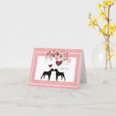 かわいいボクサー犬のバレンタイン カード (黄色い花)