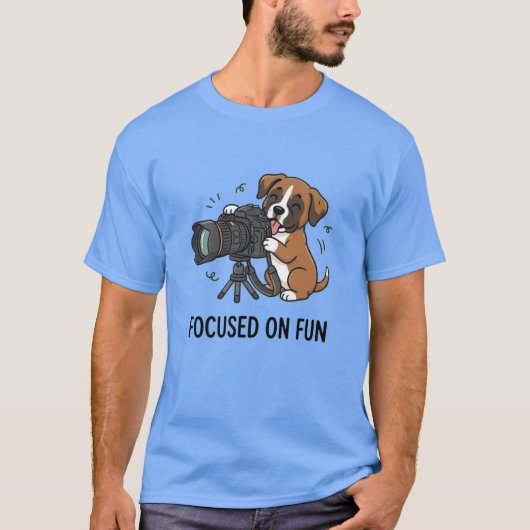 かわいいボクサー犬のフォトグラフィーグラフィック ダークカラー Tシャツ (正面)