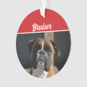 かわいいボクサー犬の休日クリスマスフォト オーナメント (正面)