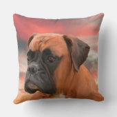 かわいいボクサー犬の水彩油絵画芸術 クッション (裏面)