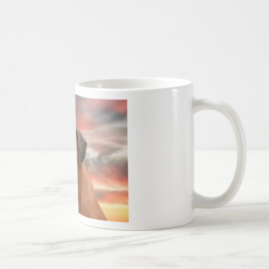 かわいいボクサー犬の水彩油絵画芸術 コーヒーマグカップ (右)