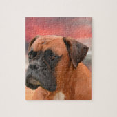 かわいいボクサー犬の水彩油絵画芸術 ジグソーパズル (縦)