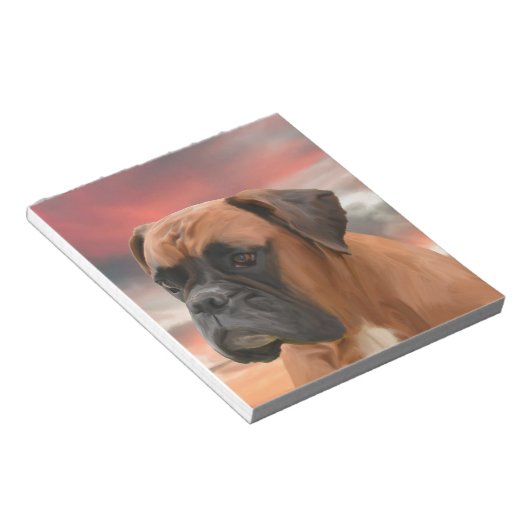 かわいいボクサー犬の水彩油絵画芸術 ノートパッド (アングル)