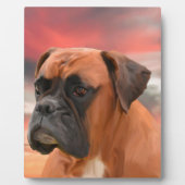 かわいいボクサー犬の水彩油絵画芸術 フォトプラーク (正面)