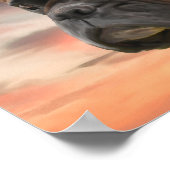 かわいいボクサー犬の水彩油絵画芸術 ポスター (角)