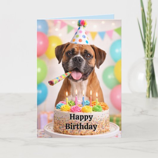 かわいいボクサー犬の誕生日カード シーズンカード (正面)