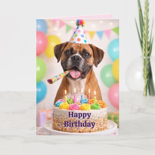 かわいいボクサー犬の誕生日カード シーズンカード (正面)