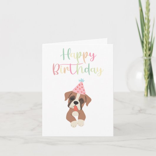 かわいいボクサー犬の誕生日 カード (正面)