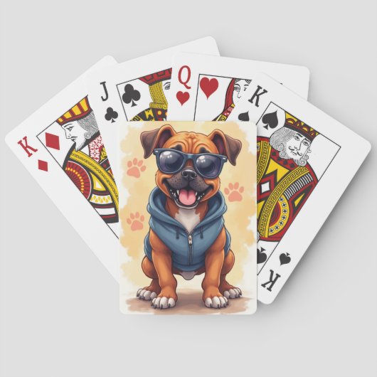 かわいいボクサー犬 トランプ (裏面)