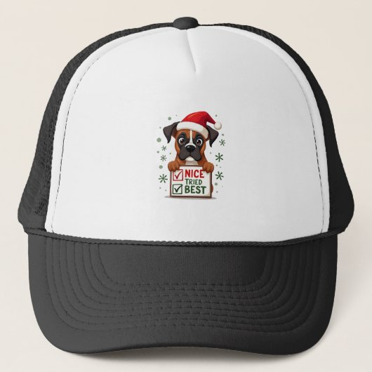 かわいいボクサー犬 犬 クリスマス おしゃれ 頑張った  ( キャップ (正面)