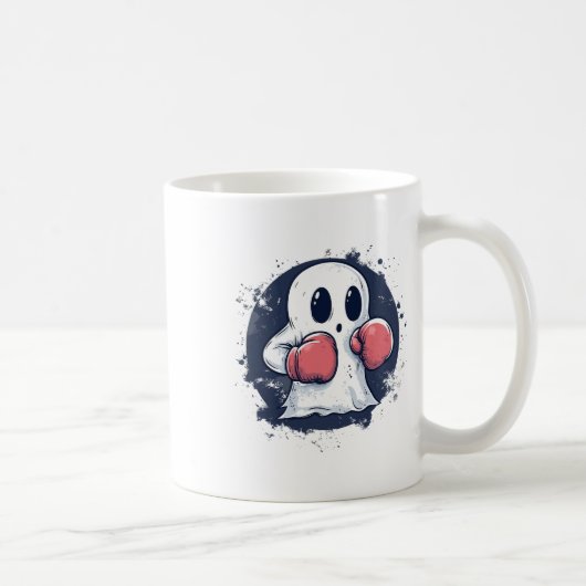 かわいいボクシングの幽霊アート コーヒーマグカップ (右)
