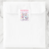 かわいいボクシングキャット付きの面白い仕事会議の引用 スクエアシール (バッグ)