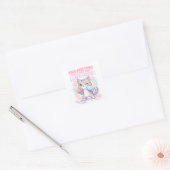かわいいボクシングキャット付きの面白い仕事会議の引用 スクエアシール (封筒)