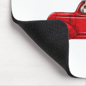 かわいいボストンテリアが赤いトラックに乗っ祝て マウスパッド (コーナー)