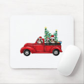 かわいいボストンテリアが赤いトラックに乗っ祝て マウスパッド (マウス)