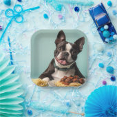 かわいいボストンテリアとスパゲッティボローグナイズ ペーパープレート (パーティー)