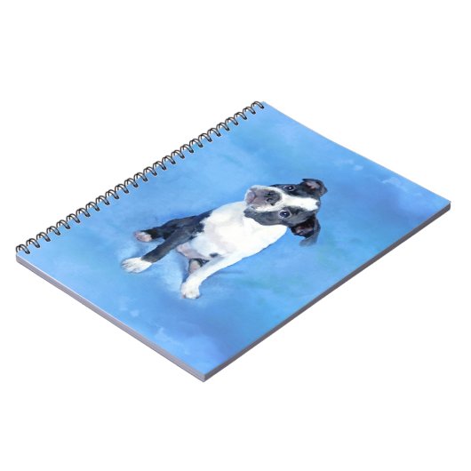 かわいいボストンテリアの子犬の絵画 ノートブック (左側)