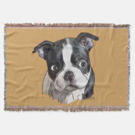 かわいいボストンテリアの犬 スローブランケット