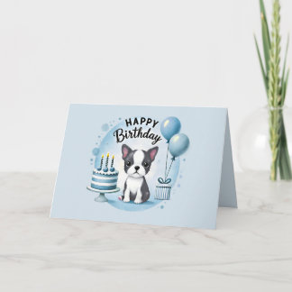 かわいいボストンテリアの誕生日カード サンキューカード