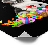 かわいいボストンテリアイースターデイバニーエッグイースター ポスター (角)