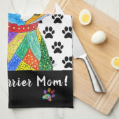 かわいいボストンテリアカラフルママのキッチンタオル キッチンタオル (四つ折り)