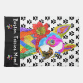 かわいいボストンテリアカラフルママのキッチンタオル キッチンタオル (横)