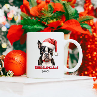 かわいいボストンテリアクリスマスパーソナライズされた コーヒーマグカップ