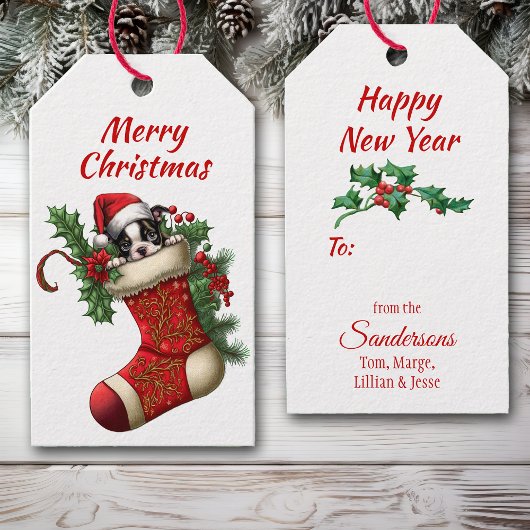 かわいいボストンテリアパピーピーピーピーク ギフトタグ