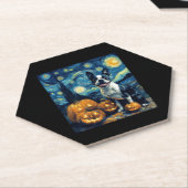 かわいいボストンテリアードッグハロウィーンハロウィーンのカボチャのちょうちんP ペーパーコースター (アングル)