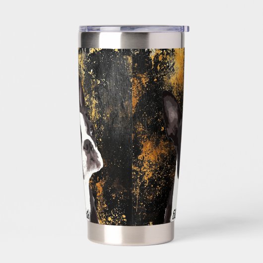 かわいいボストンテリア名犬ブラッククラシーモダン 保温保冷タンブラー (左面)
