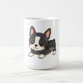 かわいいボストンテリア忍者犬 コーヒーマグカップ (中央)