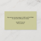 かわいいボストンテリア漫画の犬 – 動物ペットケア 名刺 (裏面)