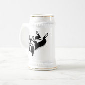 かわいいボストンテリア|おもしろいな白黒犬 ビールジョッキ (正面左)