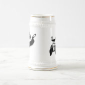 かわいいボストンテリア|おもしろいな白黒犬 ビールジョッキ (中央)