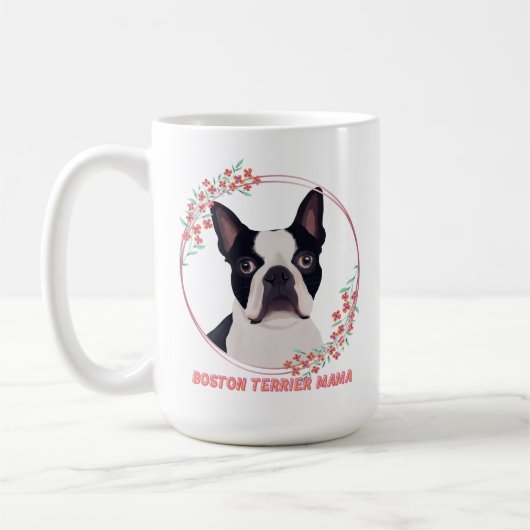 かわいいボストンテリア – Boston Terrier Mama コーヒーマグカップ (左)
