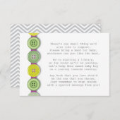 かわいいボタンのベビーシャワーの挿入物カード エンクロージャーカード (正面/裏面)