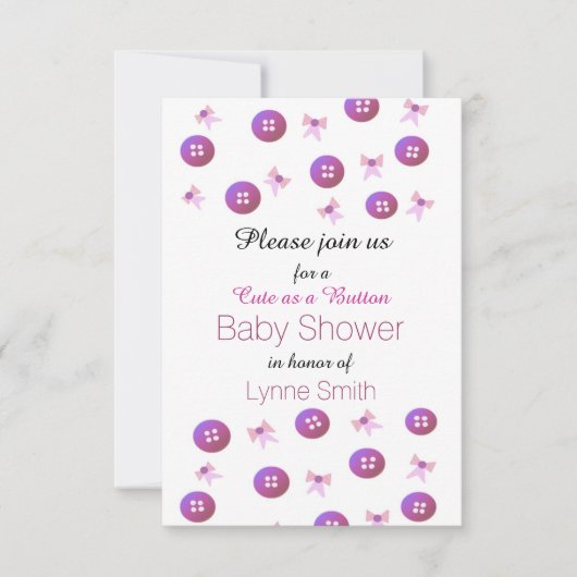 かわいいボタンの赤ちゃんシャワー招待状 招待状 (正面)