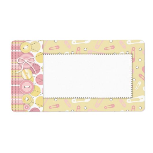 かわいいボタンガールの名前 ラベル (正面)